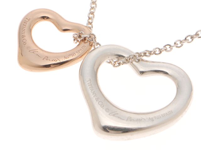 TIFFANY＆CO ティファニー オープンハート ネックレス シルバー/k18