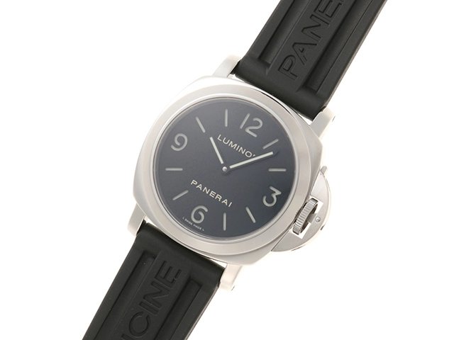J番　PANERAI　パネライ　時計　ルミノール ベース　PAM00112　ブラック文字盤　シースルーバック　ステンレススチール/ラバー　手巻き　メンズ