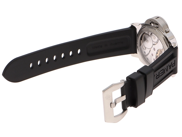 J番　PANERAI　パネライ　時計　ルミノール ベース　PAM00112　ブラック文字盤　シースルーバック　ステンレススチール/ラバー　手巻き　メンズ