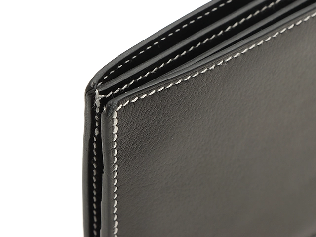 HERMES　エルメス　Hセリエ　二つ折り財布　ブラック　W刻印　エバーカラー【433】2120000349003