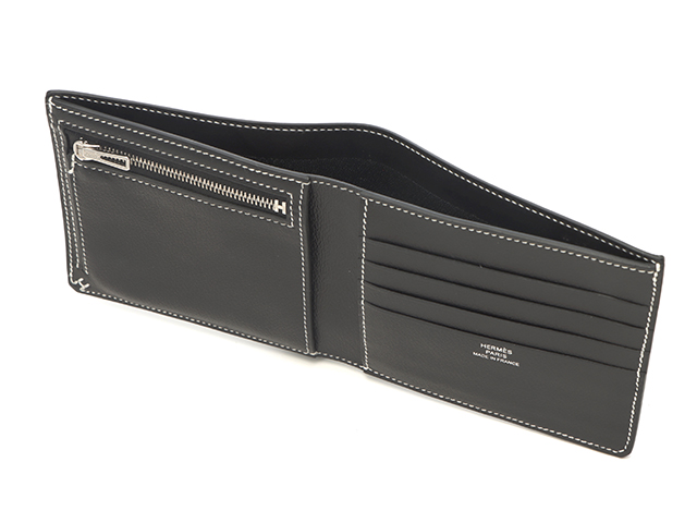 HERMES エルメス Hセリエ 二つ折り財布 ブラック W刻印 エバーカラー