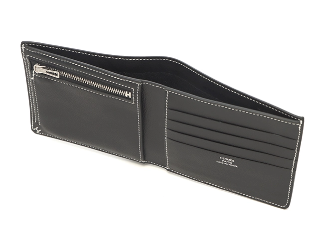 HERMES　エルメス　Hセリエ　二つ折り財布　ブラック　W刻印　エバーカラー【433】2120000349003