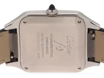 Cartier カルティエ サントスデュモンLM　WSSA0022　シルバー文字盤　ステンレススチール　ブルー　革ベルト　クォーツ　メンズ　腕時計　K