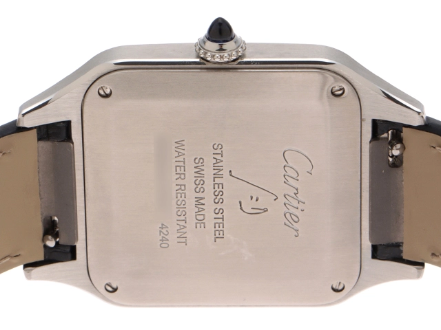 Cartier カルティエ サントスデュモンLM　WSSA0022　シルバー文字盤　ステンレススチール　ブルー　革ベルト　クォーツ　メンズ　腕時計　K