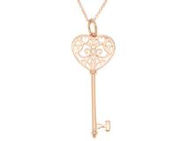 TIFFANY＆CO　ティファニー　エンチャントハートキー　ネックレス　K18 ピンクゴールド　ダイヤモンド　約5.0g　2120000351136　【432】