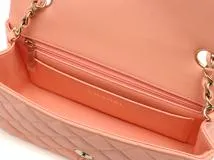 CHANEL　シャネル　ミニマトラッセ２０　チェーンショルダー　サーモンピンク／ＧＰ　ラムスキン　【471】