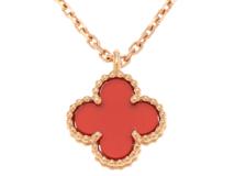 Van Cleef & Arpels　ヴァンクリーフ&アーペル　スウィートアルハンブラ　ネックレス　VCARN59M00　K18ピンクゴールド　カーネリアン　2.8g【433】
