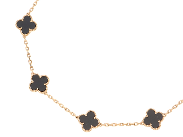 Van Cleef & Arpels ヴァンクリーフ&アーペル ヴィンテージアルハンブラ ネックレス VCARA42700 K18YG/10Pオニキス 2025年正規品【472】SJ