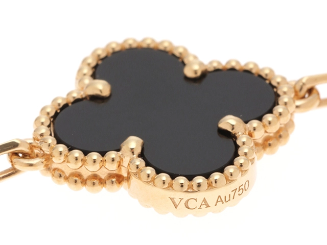 Van Cleef & Arpels ヴァンクリーフ&アーペル ヴィンテージアルハンブラ ネックレス VCARA42700 K18YG/10Pオニキス 2025年正規品【472】SJ
