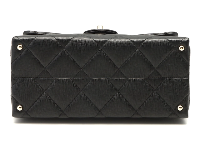 CHANEL シャネル マトラッセ トップハンドルバッグ 2WAY ショルダーバッグ ブラック GP ゴルード金具 キャビアスキン AS4712