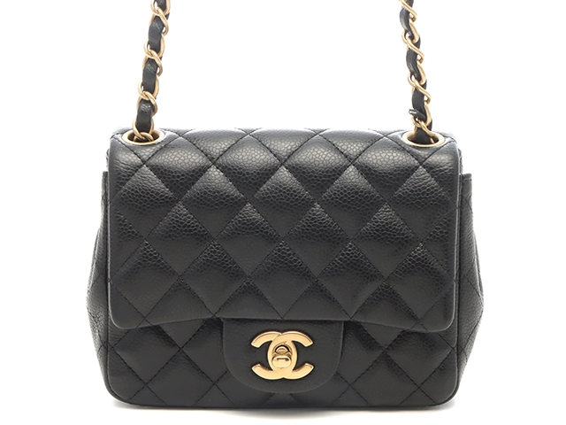 CHANEL シャネル ミニマトラッセ17チェーンショルダー ブラック/ゴールド金具 キャビア A01115【472】YY