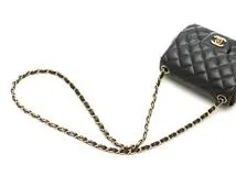 CHANEL シャネル ミニマトラッセ17チェーンショルダー ブラック/ゴールド金具 キャビア A01115【472】YY