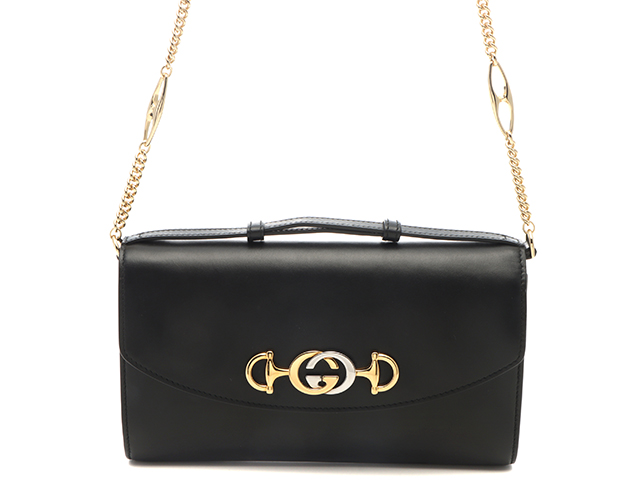 GUCCI グッチ ズゥミ2WAYバッグ ブラック/GP レザー 572375 ショルダー