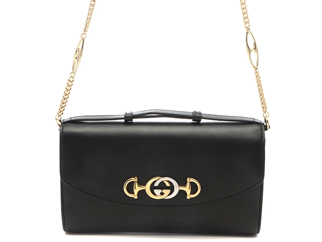 希少✨GUCCI グッチ ズゥミ 2way チェーンショルダーバッグ 黒 GUCCI グッチ ズゥミ2WAYバッグ ブラック/GP レザー 572375 ショルダー