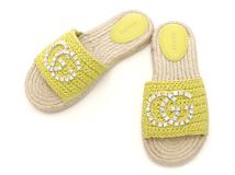 GUCCI　グッチ　クリスタルインターロッキングG付エスパドリーユ　レディース36　イエロー　780589　2120000354915　【432】