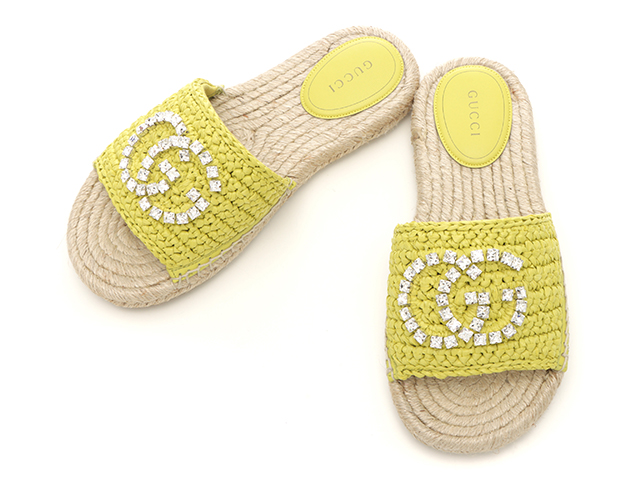 GUCCI グッチ クリスタルインターロッキングG付エスパドリーユ