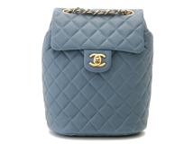 CHANEL　シャネル　　マトラッセ　　バックバッグ　　ブルーグレー/GP　　ラムスキン　　A91121　　レディース　　リュックサック　　【436】　　2120000357633