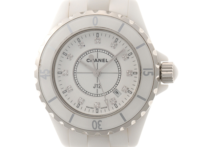 CHANEL シャネル 時計 レディース ホワイト J12 ホワイト12Pダイヤ文字 