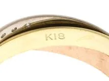 JEWELRY ノンブランドジュエリー 3連 リング 指輪 K18 3カラー ダイヤモンド 0.05ct 14号 【460】