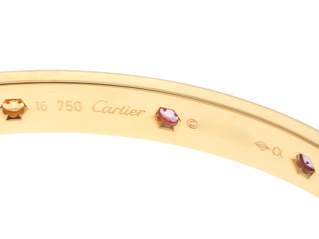 Cartier カルティエ ブレスレット ラブブレス 旧型 イエローゴールド(K18YG) マルチカラーストーン 27.2g 16号  【430】2120400061444