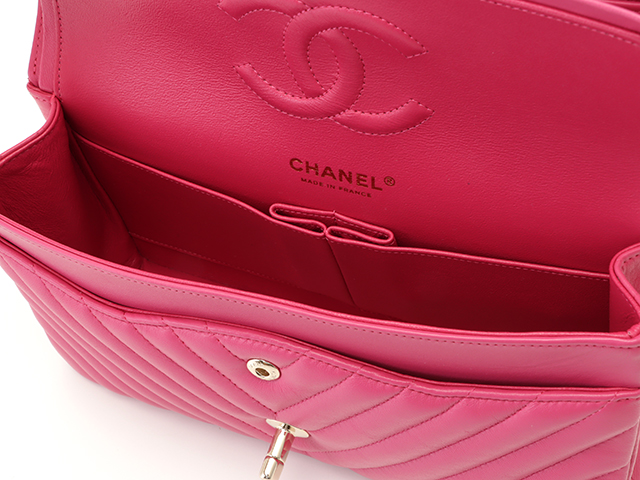 CHANEL シャネル Vステッチ Wフラップ Wチェーンショルダー ピンク