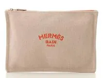 HERMES エルメス ニューヨッティング フラットポーチGM ベージュ オレンジ コットン 【431】 の購入なら「質」の大黒屋（公式）