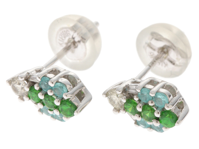 Jwelry ノンブランドジュエリー ピアス ｋ18ホワイトゴールド エメラルド0 08ct ターコイズ0 04ct ダイヤモンド0 03ct 約1 0g 472 Ksの購入なら 質 の大黒屋 公式