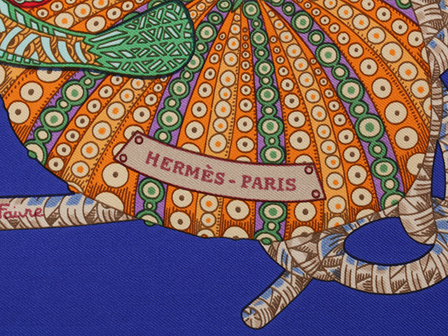 エルメス カレ90 \"Grands Fonds\" エルメス HERMES カレ90 grands Fonds 深海 シルク スカーフ