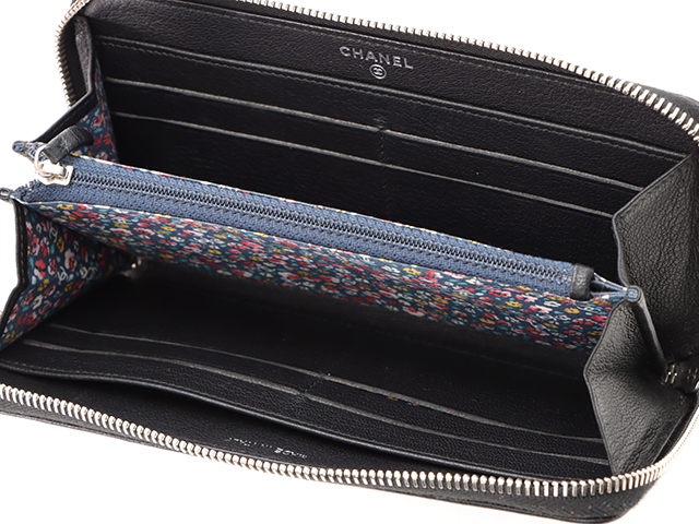 CHANEL シャネル カメリアラウンド長財布 ブラックスラッシュ CHANEL シャネル カメリアラウンド長財布 ブラックスラッシュ
