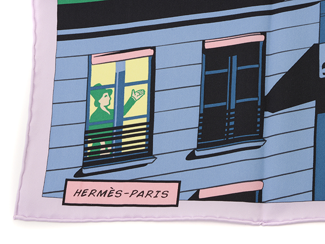HERMES エルメス カレ70 パルム シルク Minuit au Faubourg 箱