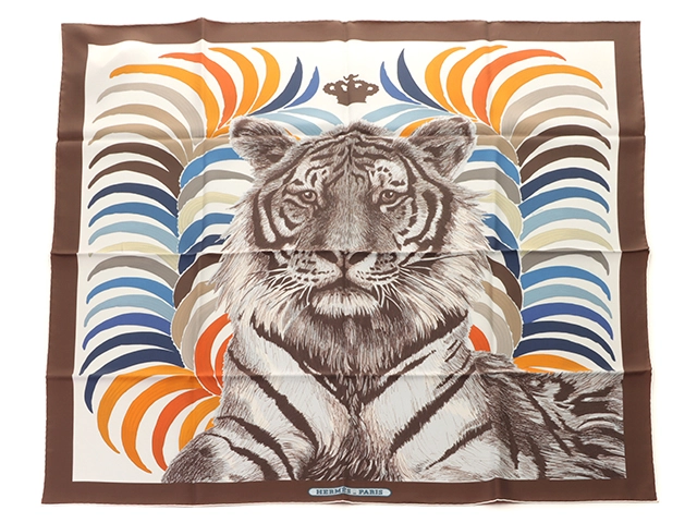 エルメス カレ 90 ダブルフェイス スカーフ ストール 王者の虎 Tigre Royal シエル ブルー 青 新品 4096