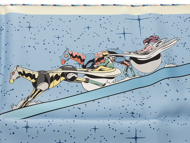 エルメス カレ90 SPACE DERBY スペースダービー ブルーシェル/ローズ