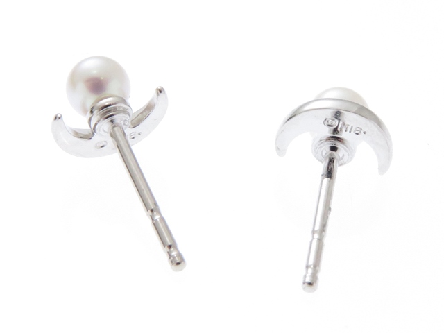 MIKIMOTO ミキモト ホワイトゴールド パール ピアス K18WG P 1.8g 箱