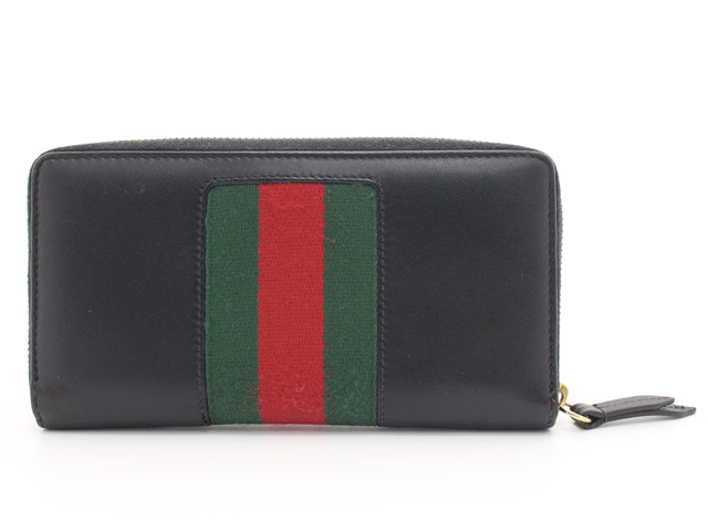 GUCCI グッチ ラウンドファスナー長財布 シルヴィ ブラック レザー