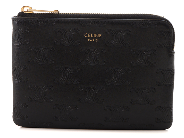 CELINE セリーヌ トリオンフ フック付コイン＆カードポーチ ブラック