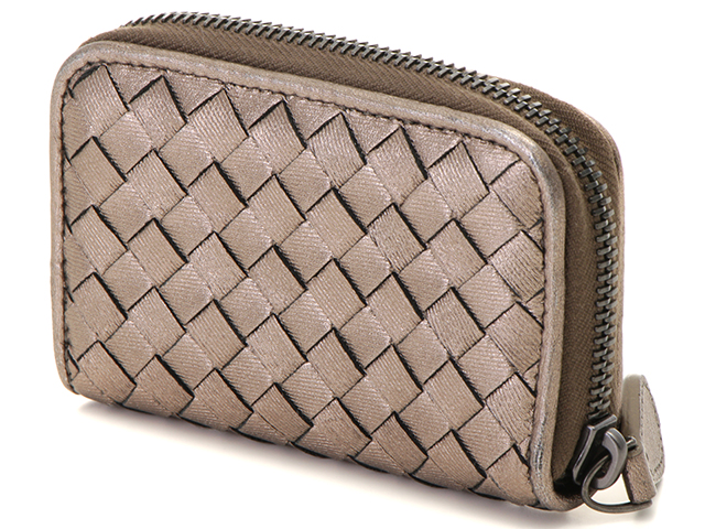 BOTTEGA VENETA　ボッテガ・ヴェネタ　イントレチャート　コインケース　ゴールド　レザー　2120500127774　【432】