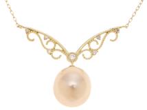 JEWELRY　ジュエリー　ネックレス　K18 ゴールド　パール/ダイヤモンド0.36　3.3g　【471】