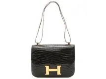 HERMES エルメス ショルダーバッグ コンスタンス23 ブラック クロコダイル ゴールド金具 ○C刻印 ヴィンテージ  2120500144252【430】 の購入なら「質」の大黒屋（公式）