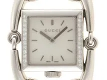 GUCCI　グッチ　116.3　シニョーリア　ダイヤベゼル　ホワイトシェル文字盤　ステンレススチール　クオーツ　レディース時計　2120500156521【430】