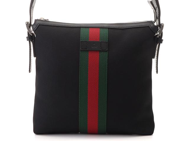 GUCCI グッチ シェリーラインショルダーバッグ ブラック キャンバス