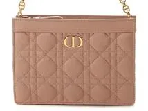 DIOR　ディオール　S5106UWHC_M49P　カナージュ　カロ　ジップポーチ　ローズデヴァン　レザー【432】2120500165417