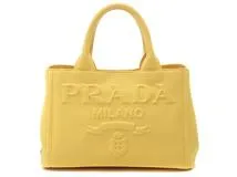 PRADA プラダ カナパ ハンドバッグ イエロー キャンバス 1BG439