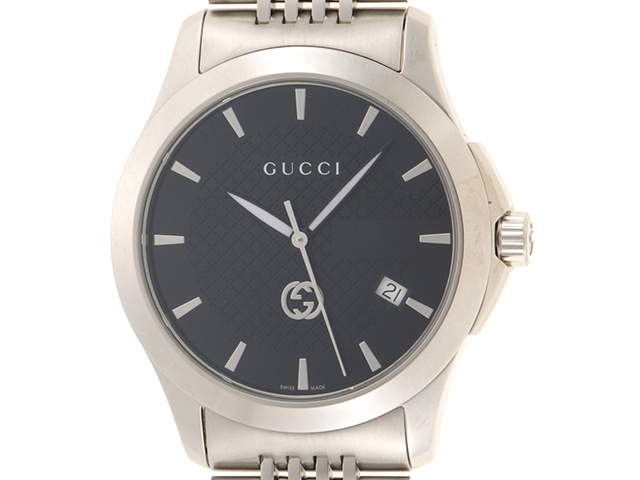GUCCI グッチ Gタイムレスウォッチ ステンレス ブラック文字盤