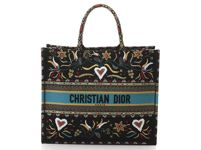 DIOR ディオール フラワー ハート ブックトートラージ ブラック マルチカラー キャンバス 【431】2120500186047  の購入なら「質」の大黒屋（公式）