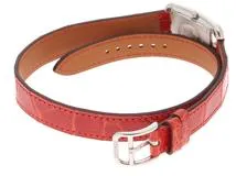 HERMES エルメス レディース時計 ケープコッドPM Wトゥール レッド シルバー文字盤 ステンレス アリゲーター CC1.210a【434】