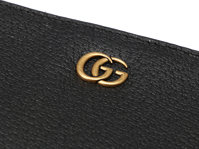 GUCCI　グッチ　GGマーモント　レザーポーチ　475317　ブラック　レザー【430】2120500200576