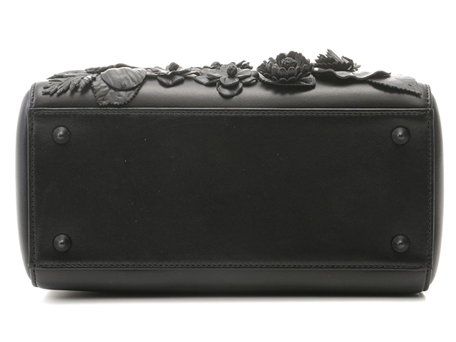 DIOR　ディオール　3Dフラワー　レディディオール　ミディアム　ハンドバッグ ブラック レザー　433