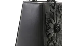 DIOR　ディオール　3Dフラワー　レディディオール　ミディアム　ハンドバッグ ブラック レザー　433