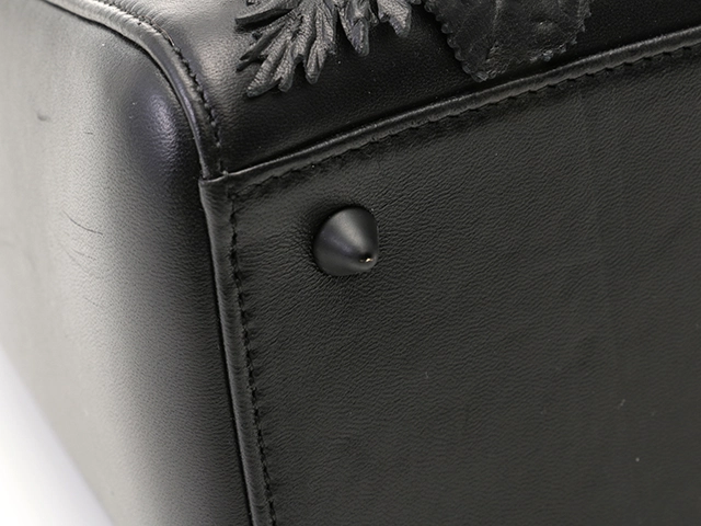 DIOR　ディオール　3Dフラワー　レディディオール　ミディアム　ハンドバッグ ブラック レザー　433