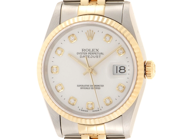 W番 ROLEX ロレックス デイトジャスト 16233G YG/SS ホワイト文字盤 自動巻き 男女兼用  100m防水（2120500205083）【200】C の購入なら「質」の大黒屋（公式）